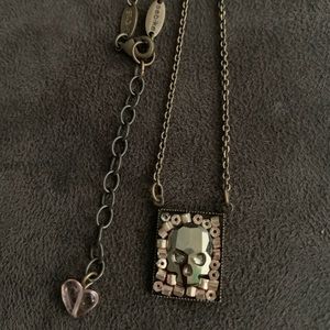 Sabika Metallic Rose Gold Skull Necklace